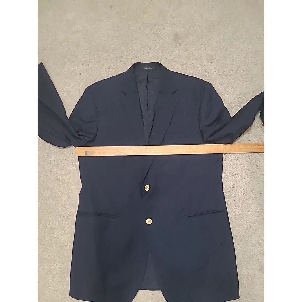 Lauren Ralph Lauren Blazer Mens 42L Dark Blue Gold Metal Buttons Sportscoat
